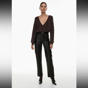 Aritzia Wilfred Melina Vegan Faux Leather High Waist Straight Leg Pant